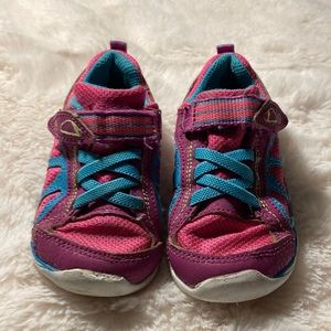 Light pink purple and teal stride rite sneakers in a 7US little girls